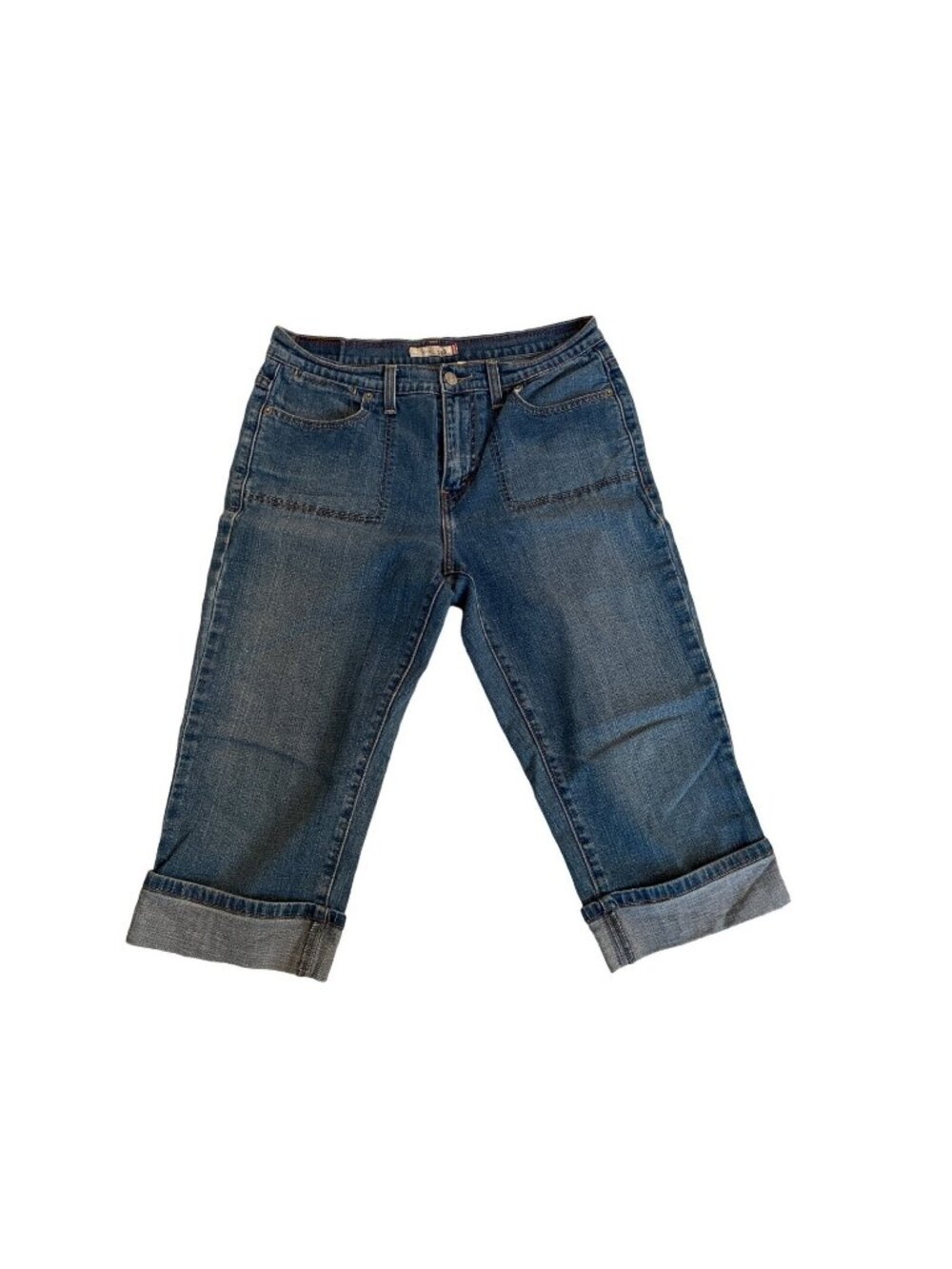 Levi's Capri 515 Blue Denim Jeans Women's Size 8 Medium Wash Rolled Cuffs